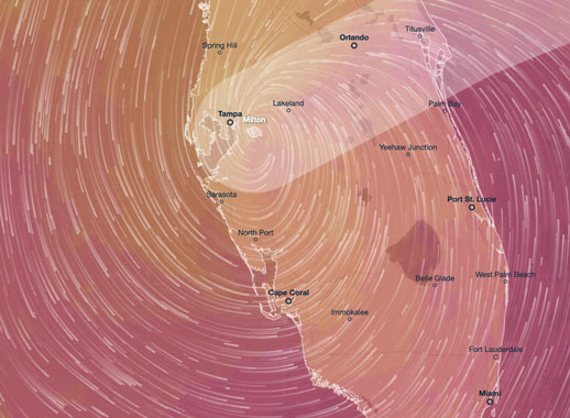 Fuerte impacto del huracán Milton en Florida