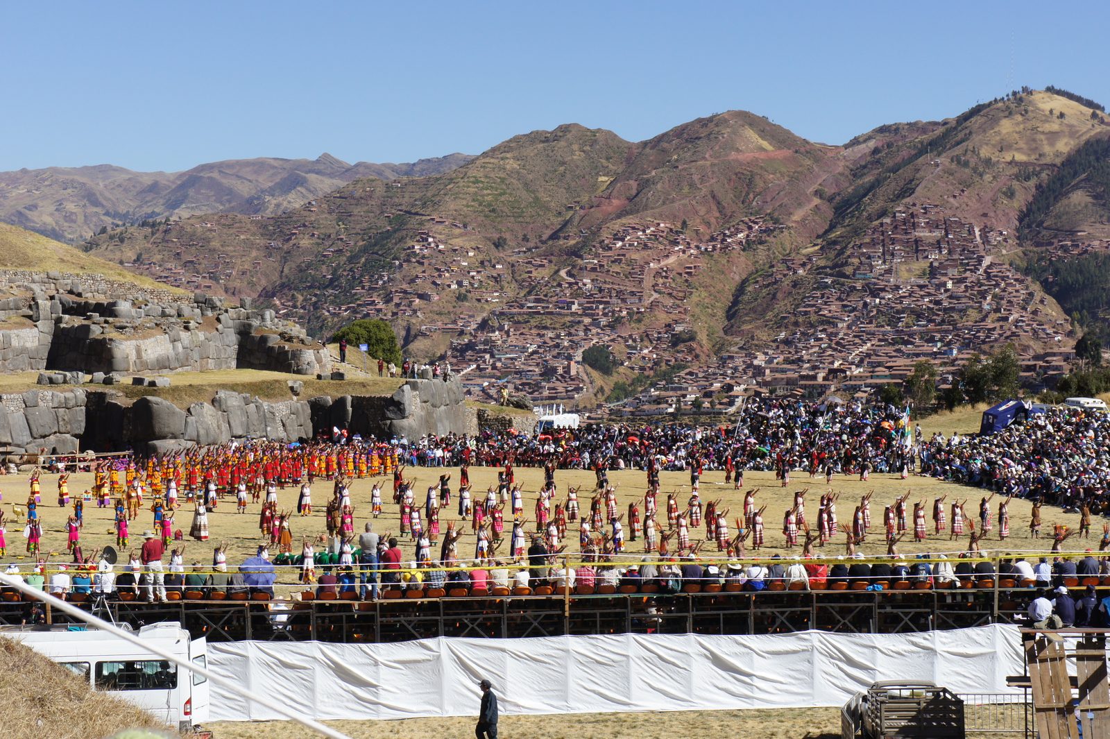 Foto: jack_g — CC BY-SA 2.0 (Wikimedia Commons), https://commons.wikimedia.org/wiki/File:Dance_group_in_the_ruins_of_Sacsayhuam%C3%A1n._Inti_Raymi_2011.jpg
