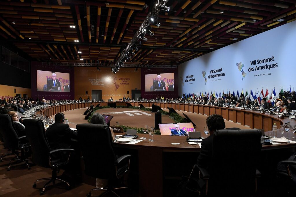 Sala plenaria del Centro de Convenciones de Lima durante la Cumbre de las Américas de 2018