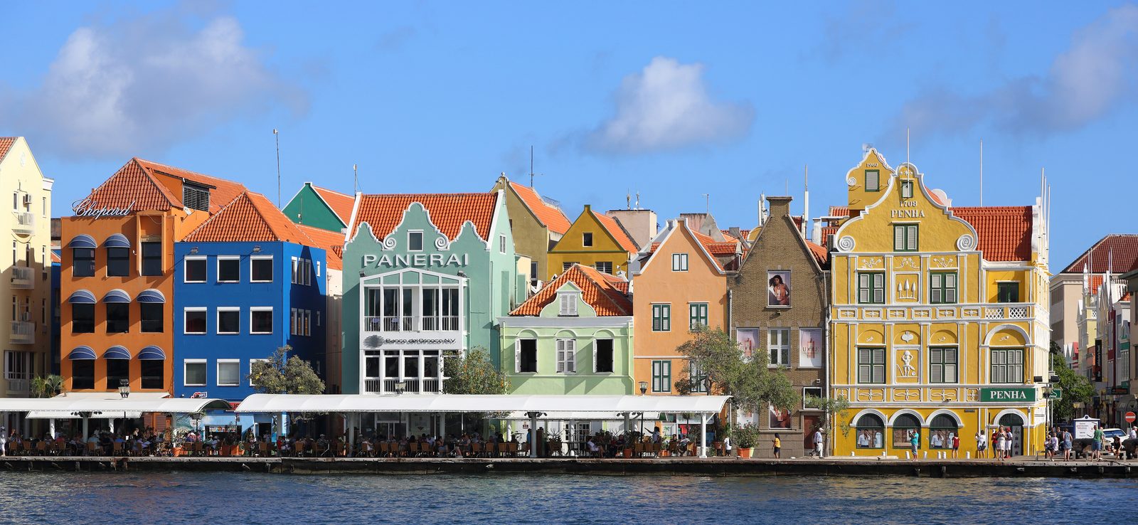 Foto: Martin Falbisoner — CC BY-SA 4.0 (Wikimedia Commons), https://commons.wikimedia.org/wiki/File:Facades_of_Handelskade%2C_Willemstad%2C_Cura%C3%A7ao_-_February_2020.jpg
